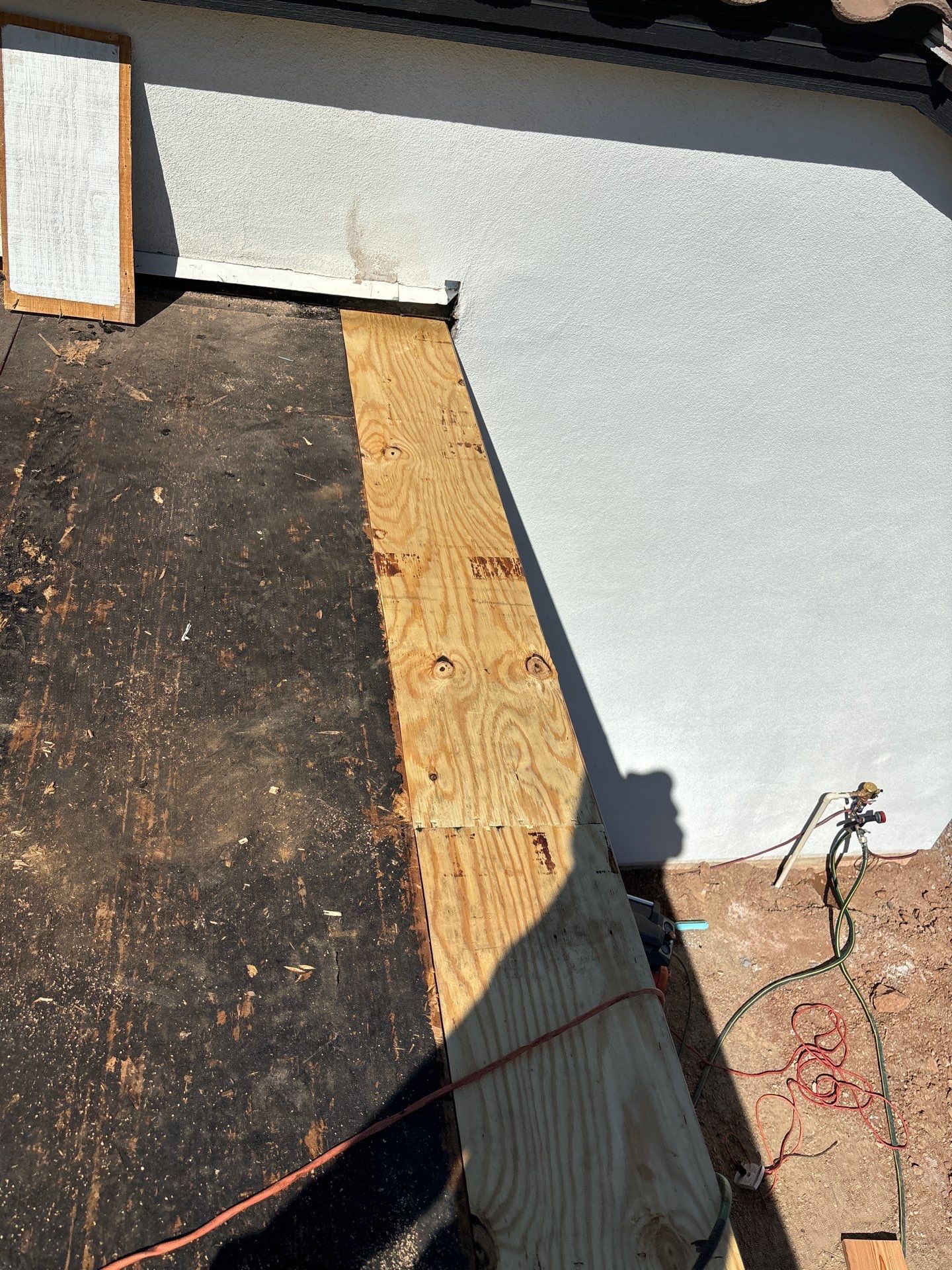 repaired fascia on this roof's decking
